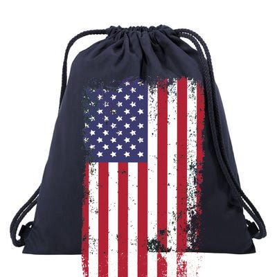 USA Grunge Vintage American Flag Drawstring Bag