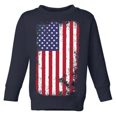 USA Grunge Vintage American Flag Toddler Sweatshirt