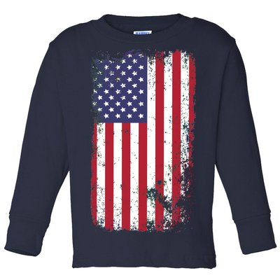 USA Grunge Vintage American Flag Toddler Long Sleeve Shirt