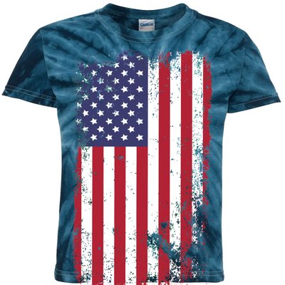 USA Grunge Vintage American Flag Kids Tie-Dye T-Shirt