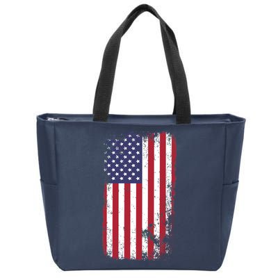 USA Grunge Vintage American Flag Zip Tote Bag