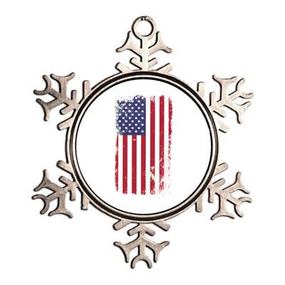 USA Grunge Vintage American Flag Metallic Star Ornament