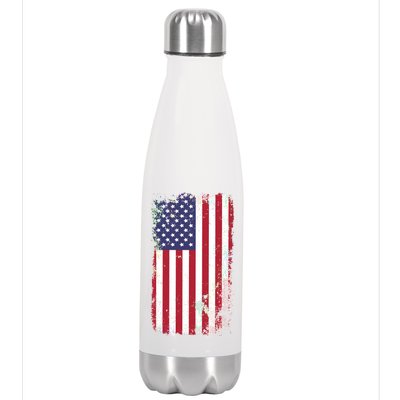 USA Grunge Vintage American Flag Stainless Steel Insulated Water Bottle