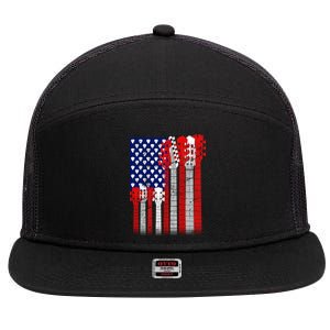 USA Guitar 7 Panel Mesh Trucker Snapback Hat