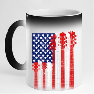 USA Guitar 11oz Black Color Changing Mug