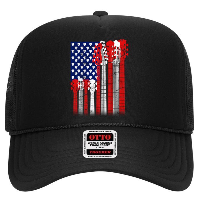 USA Guitar High Crown Mesh Back Trucker Hat