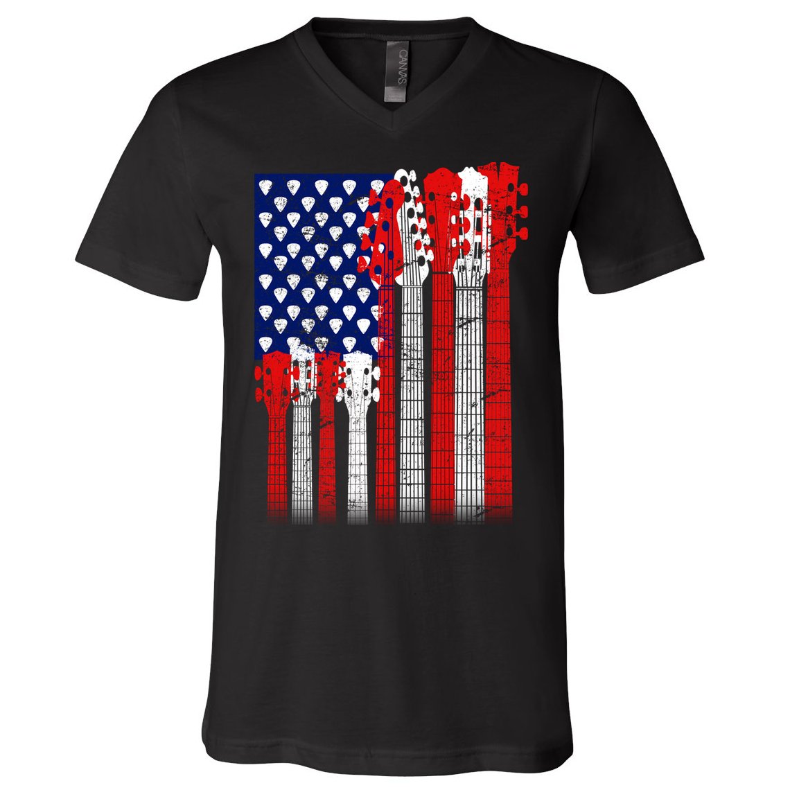 USA Guitar V-Neck T-Shirt