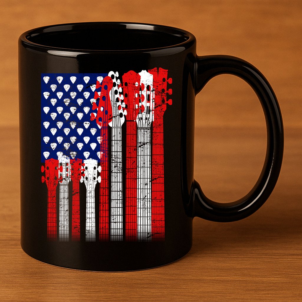 USA Guitar 11oz C Handle Ceramic Mug