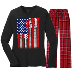 USA Guitar Women's Long Sleeve Flannel Pajama Set 