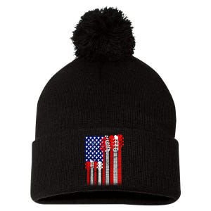 USA Guitar Pom Pom 12in Knit Beanie