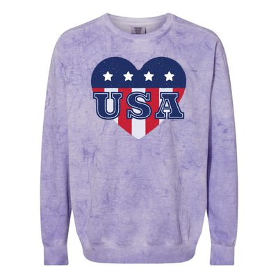 USA Heart Colorblast Crewneck Sweatshirt