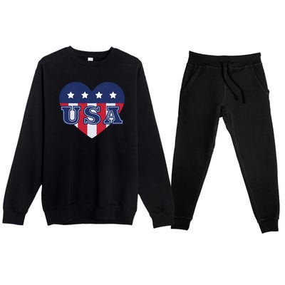 USA Heart Premium Crewneck Sweatsuit Set