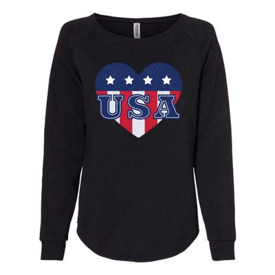 USA Heart Womens California Wash Sweatshirt