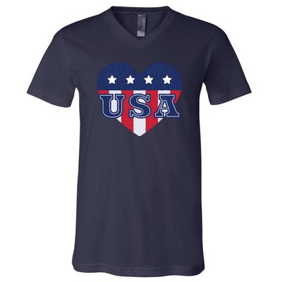 USA Heart V-Neck T-Shirt