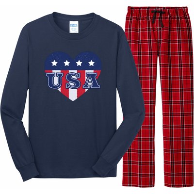 USA Heart Long Sleeve Pajama Set