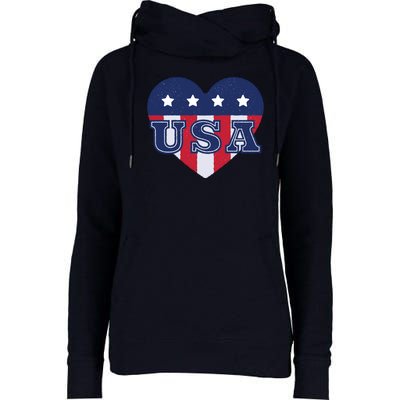 USA Heart Womens Funnel Neck Pullover Hood