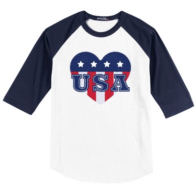 USA Heart Baseball Sleeve Shirt