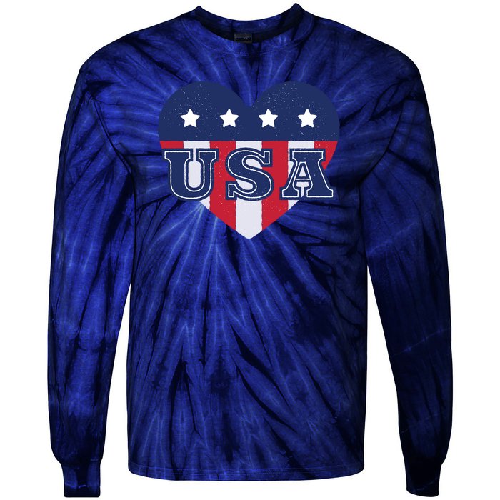 USA Heart Tie-Dye Long Sleeve Shirt