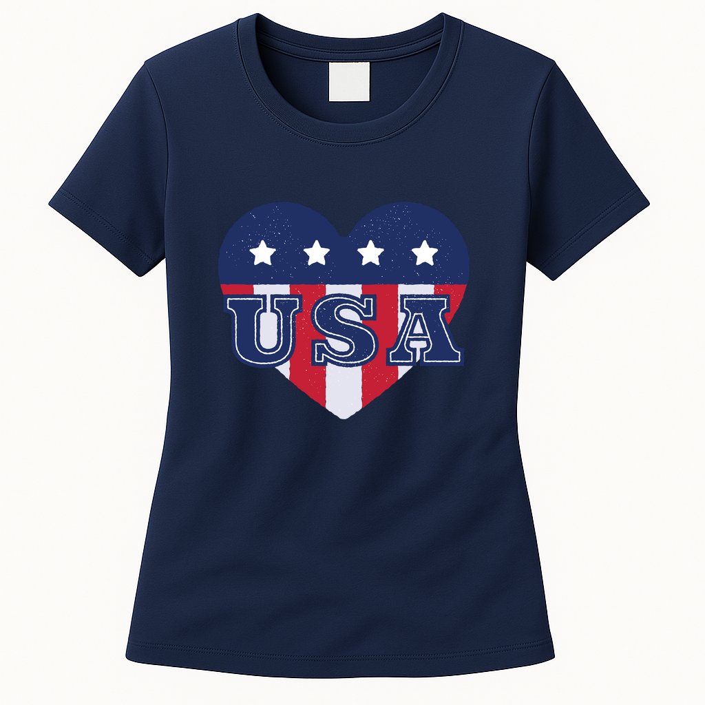 USA Heart Womens T-Shirt