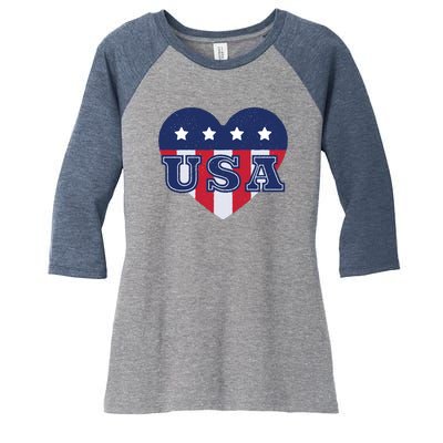 USA Heart Women's Tri-Blend 3/4-Sleeve Raglan Shirt