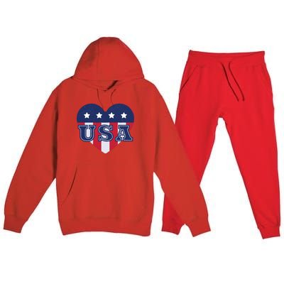 USA Heart Premium Hooded Sweatsuit Set