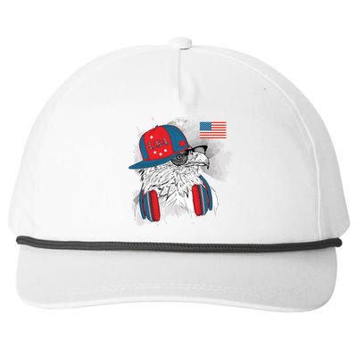 USA Hip Bald Eagle United States Flag Headphones Snapback Five-Panel Rope Hat