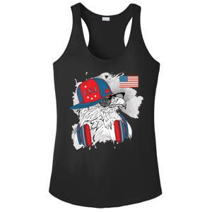 USA Hip Bald Eagle United States Flag Headphones Ladies PosiCharge Competitor Racerback Tank