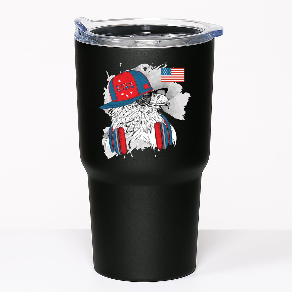 USA Hip Bald Eagle United States Flag Headphones Tumbler