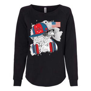 USA Hip Bald Eagle United States Flag Headphones Womens California Wash Sweatshirt