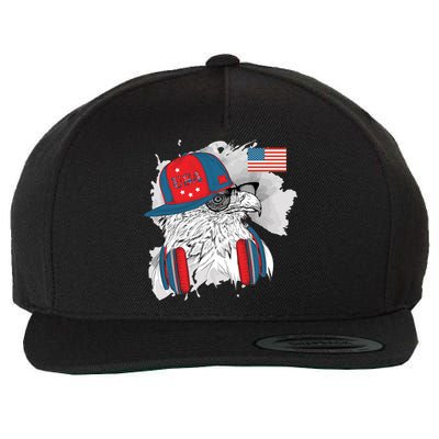 USA Hip Bald Eagle United States Flag Headphones Wool Snapback Cap