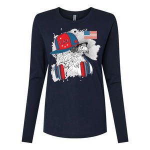 USA Hip Bald Eagle United States Flag Headphones Womens Cotton Relaxed Long Sleeve T-Shirt