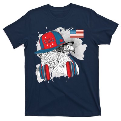 USA Hip Bald Eagle United States Flag Headphones T-Shirt