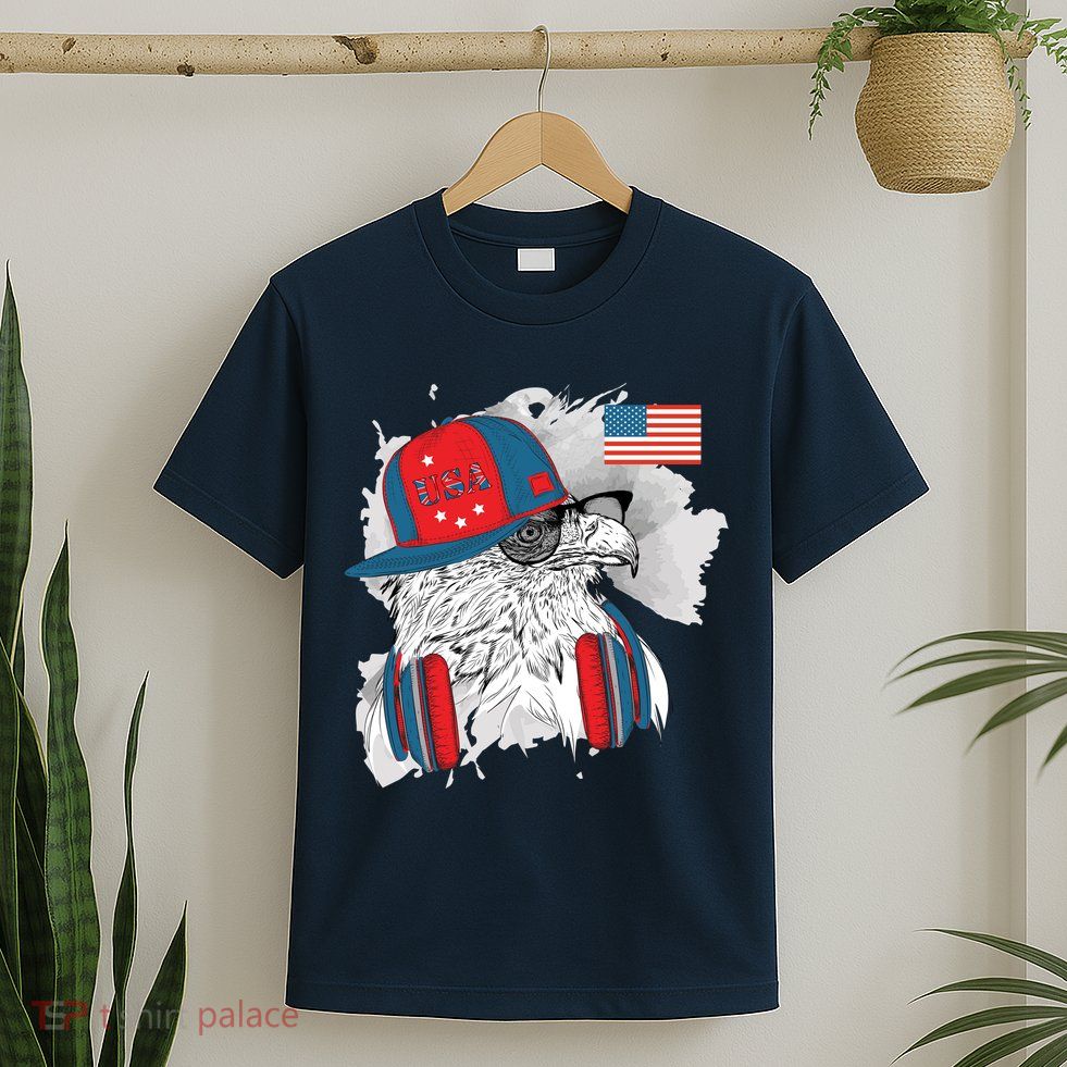 USA Hip Bald Eagle United States Flag Headphones T-Shirt