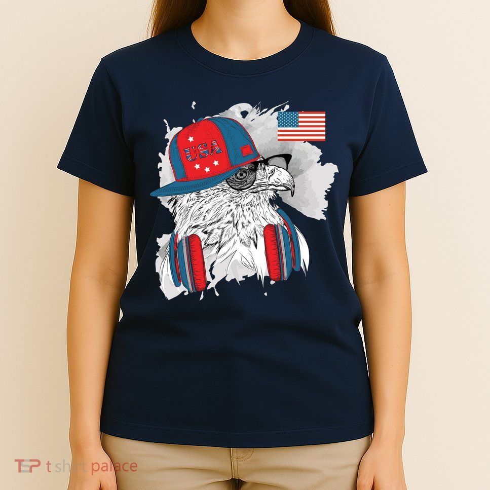 USA Hip Bald Eagle United States Flag Headphones T-Shirt