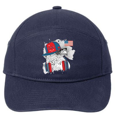 USA Hip Bald Eagle United States Flag Headphones 7-Panel Snapback Hat