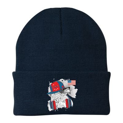 USA Hip Bald Eagle United States Flag Headphones Beanie