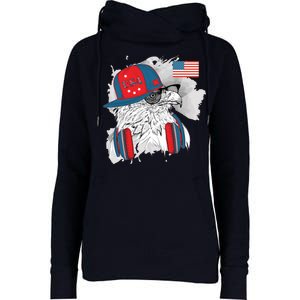 USA Hip Bald Eagle United States Flag Headphones Womens Funnel Neck Pullover Hood