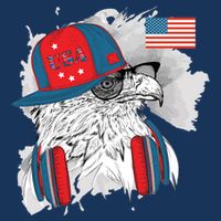 USA Hip Bald Eagle United States Flag Headphones Flatbill Hat