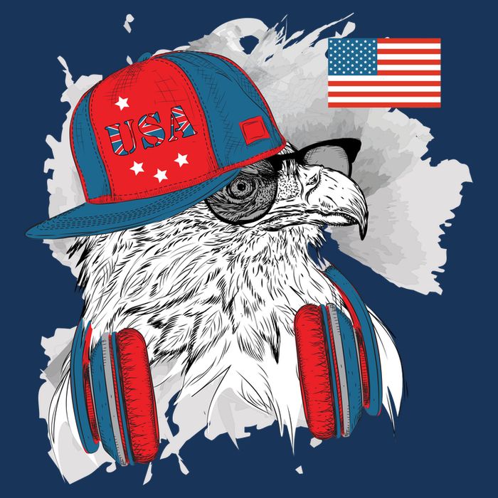 USA Hip Bald Eagle United States Flag Headphones Flatbill Hat
