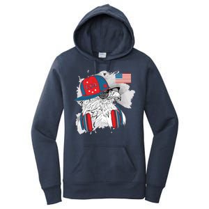 USA Hip Bald Eagle United States Flag Headphones Women's Pullover Hoodie