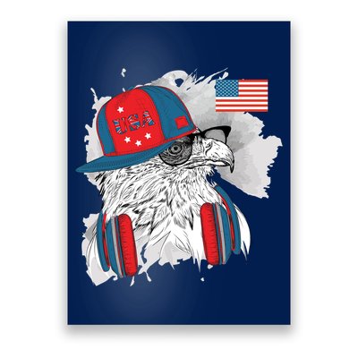 USA Hip Bald Eagle United States Flag Headphones Poster