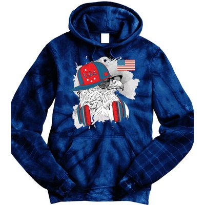 USA Hip Bald Eagle United States Flag Headphones Tie Dye Hoodie