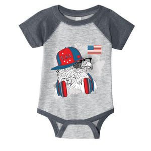 USA Hip Bald Eagle United States Flag Headphones Infant Baby Jersey Bodysuit