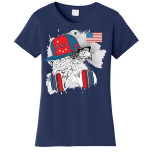 USA Hip Bald Eagle United States Flag Headphones Women's T-Shirt