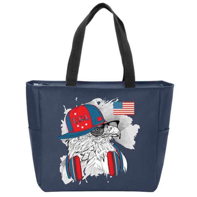 USA Hip Bald Eagle United States Flag Headphones Zip Tote Bag