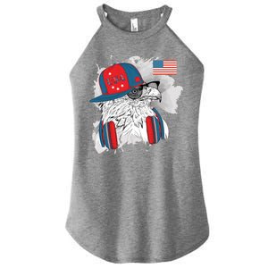 USA Hip Bald Eagle United States Flag Headphones Women's Perfect Tri Rocker Tank