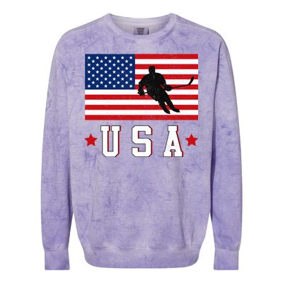 USA Hockey Winter Sports Games Colorblast Crewneck Sweatshirt