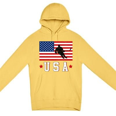 USA Hockey Winter Sports Games Premium Pullover Hoodie