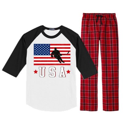 USA Hockey Winter Sports Games Raglan Sleeve Pajama Set