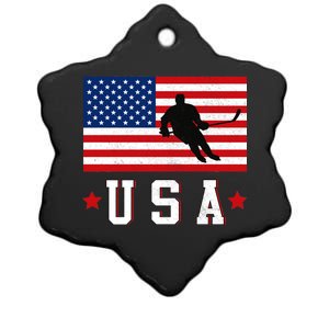 USA Hockey Winter Sports Games Ceramic Star Ornament